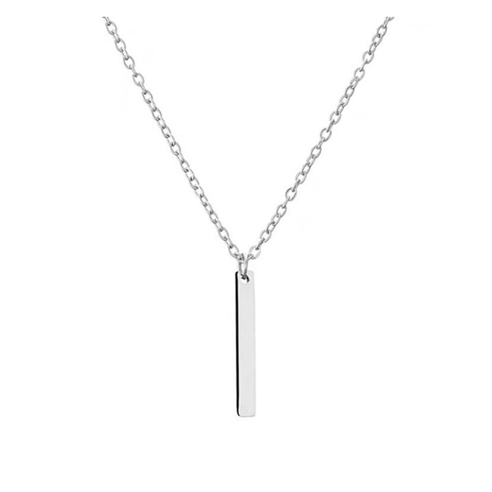 New Lariat Dainty Vertical Pendant Long Thin Chain Bar Y Drop Necklace Silver - Picture 6 of 15